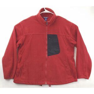 Steve & Barry's Fleece Jacket Mens L Red Reversible Mock Neck Full Zip